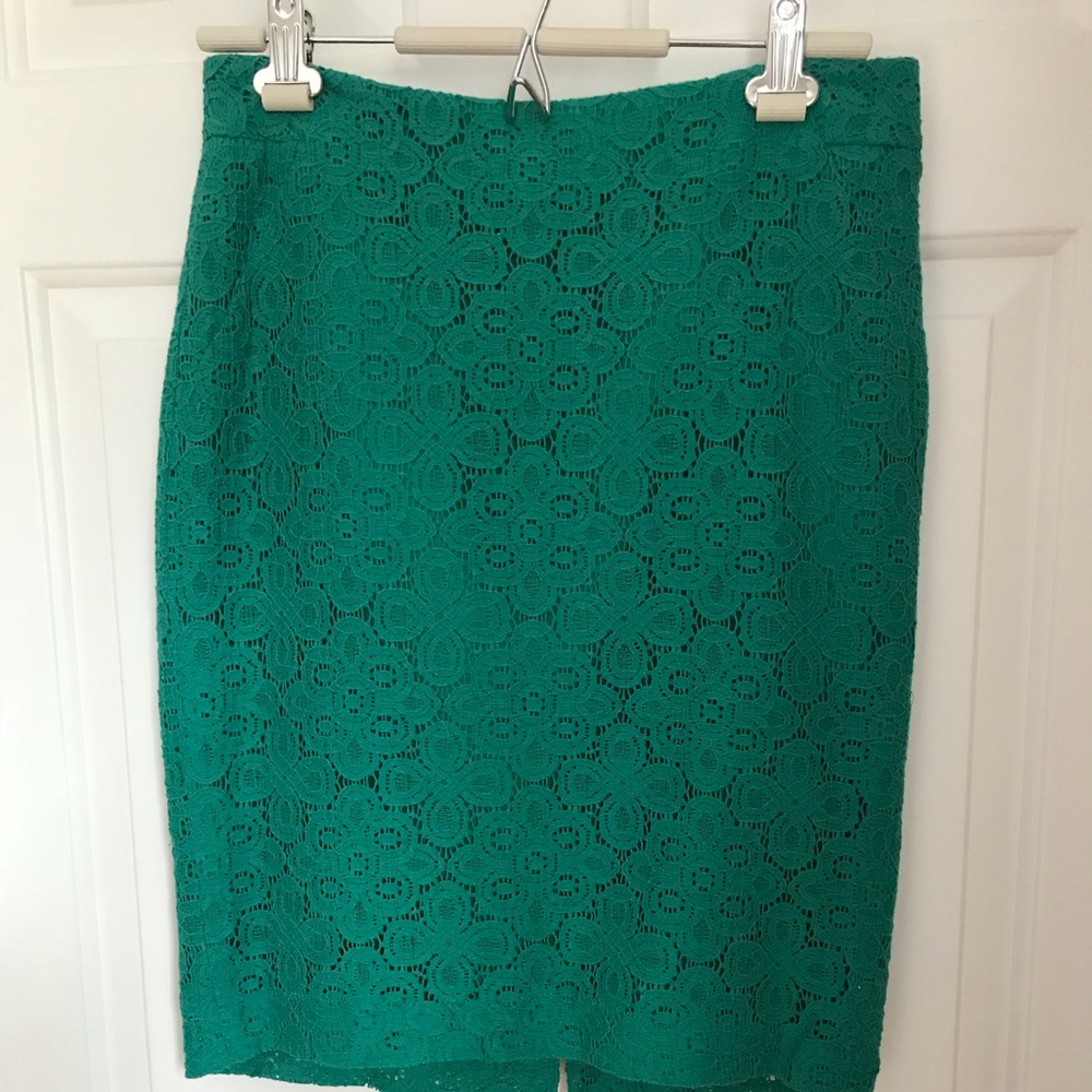 Green Lace Pencil Skirt